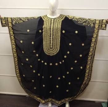 Balck Embroidered Georgette Islamic Farasha 1