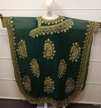 Dark Green Embroidered Georgette Islamic Farasha 1