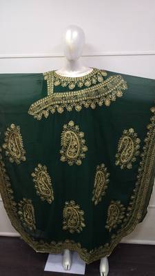 Dark Green Embroidered Georgette Islamic Farasha 2
