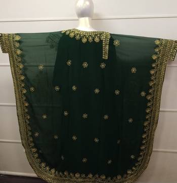Dark Green Embroidered Georgette Islamic Farasha 3