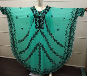 Sea Green Embroidered Georgette Islamic Farasha 1
