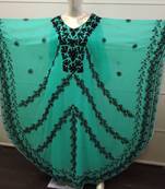 Sea Green Embroidered Georgette Islamic Farasha
