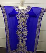 Blue Embroidered Georgette Islamic Farasha