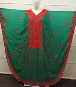 Green Embroidered Georgette Islamic Farasha