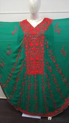 Green Embroidered Georgette Islamic Farasha 2