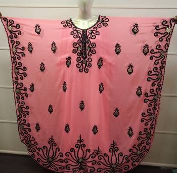 Peach Embroidered Georgette Islamic Farasha 1