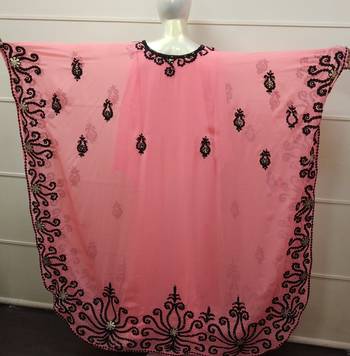 Peach Embroidered Georgette Islamic Farasha 3