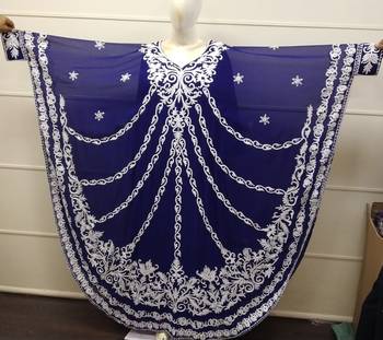 Navy Blue Embroidered Georgette Islamic Farasha 1