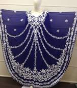Navy Blue Embroidered Georgette Islamic Farasha