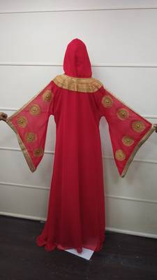 Red Embroidered Georgette Islamic Islamic-Kaftans 3