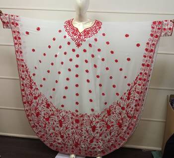 White Embroidered Georgette Islamic Farasha 1