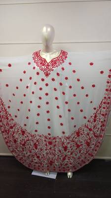 White Embroidered Georgette Islamic Farasha 2