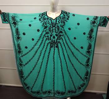 Sea Green Embroidered Georgette Islamic Farasha 1