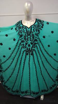 Sea Green Embroidered Georgette Islamic Farasha 2