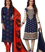 Multicolor Printed Synthetic Unstitched Salwar Kameez With Dupatta