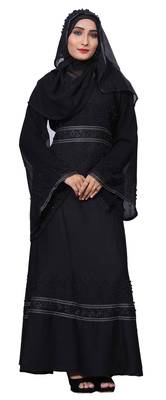 Black Color Nida Abaya Burkha With Beads Work For Women 1