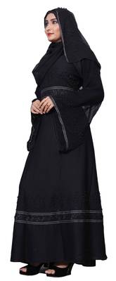 Black Color Nida Abaya Burkha With Beads Work For Women 2
