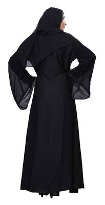 Black Color Nida Abaya Burkha With Beads Work For Women 3