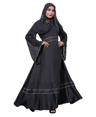 Black Color Nida Abaya Burkha With Beads Work For Women 4