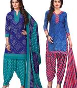 Multicolor Printed Synthetic Unstitched Salwar Kameez With Dupatta