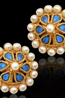 Traditional south INDIA Stone Pearl Kundan bollywood studs set in golden base