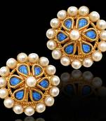 Traditional south INDIA Stone Pearl Kundan bollywood studs set in golden base
