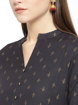 Grey Printed Cotton Stitched Kurtas And Kurtis 2