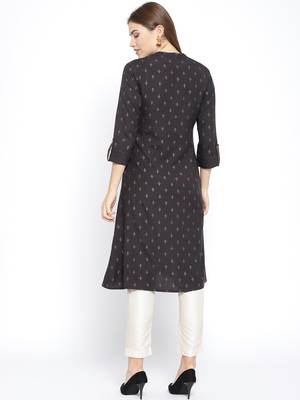Grey Printed Cotton Stitched Kurtas And Kurtis 5