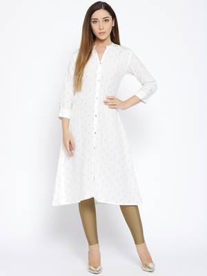 White Printed Cotton Stitched Kurtas And Kurtis 1