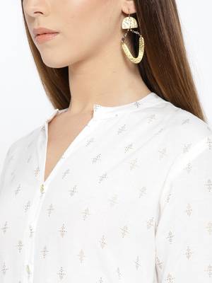 White Printed Cotton Stitched Kurtas And Kurtis 2
