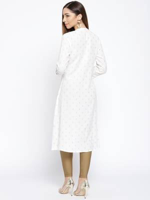 White Printed Cotton Stitched Kurtas And Kurtis 5