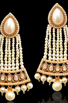 Pearl Mughal India Pakistan Bollywood Earrings Traditional Jewelry