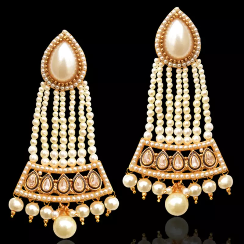 Pearl Mughal India Pakistan Bollywood Earrings Traditional Jewelry