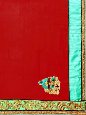 Maroon embroidered chiffon saree with blouse 3