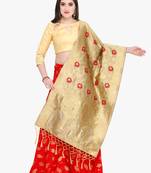 Red Fancy Silk Semi Stitched Lehenga With Dupatta