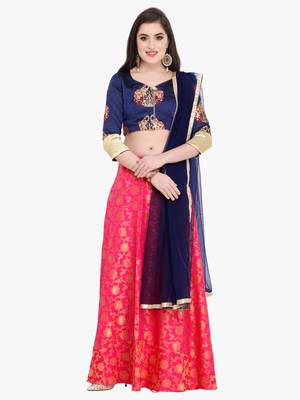 Pink Fancy silk blend Semi Stitched Lehenga With Dupatta 1