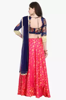 Pink Fancy silk blend Semi Stitched Lehenga With Dupatta
