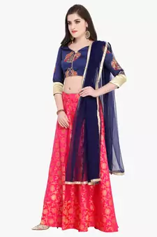 Pink Fancy silk blend Semi Stitched Lehenga With Dupatta