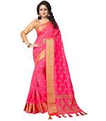 Pink embroidered art silk saree with blouse