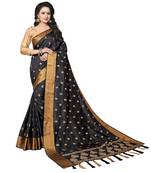 Black embroidered art silk saree with blouse