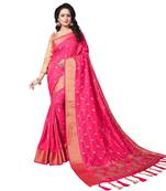Pink embroidered art silk saree with blouse
