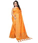 Orange embroidered art silk saree with blouse