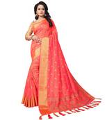 Light pink embroidered art silk saree with blouse