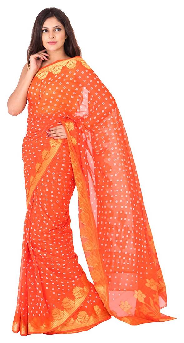 Orange Bandhej Achkan Set main image 1