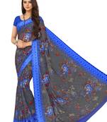 Grey Floral Chiffon saree with blouse