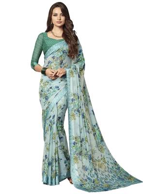 Multicolor Floral Chiffon saree with blouse 1