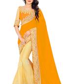 Orange embroidered georgette saree with blouse
