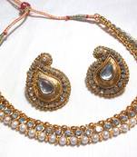 White Pearl Golden Mango Necklace Set