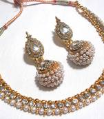 Golden Big Gota Pearl Polki Necklace Set