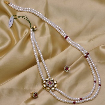 White pearl necklace-sets - Hyderabad Jewels And Pearls - 2717794